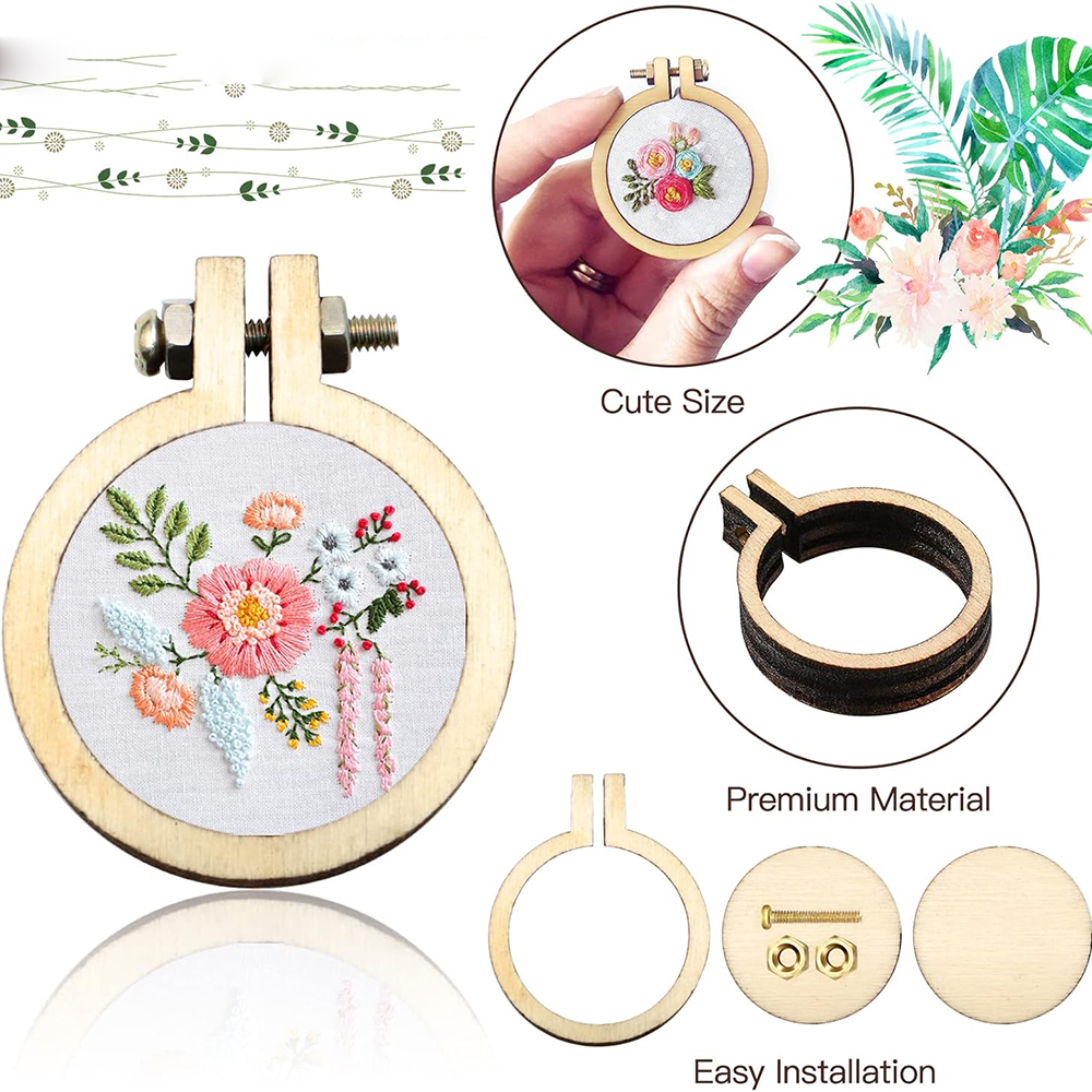 10Pcs/Set Wooden Mini Embroide - Wood Ring Blank review and price