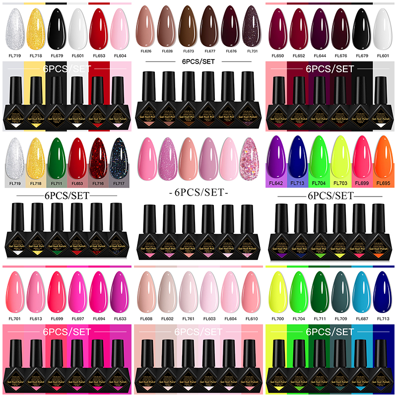 6Pcs/Set 10ML Gel Nail Polish  - Resin Glitter Pack review and price