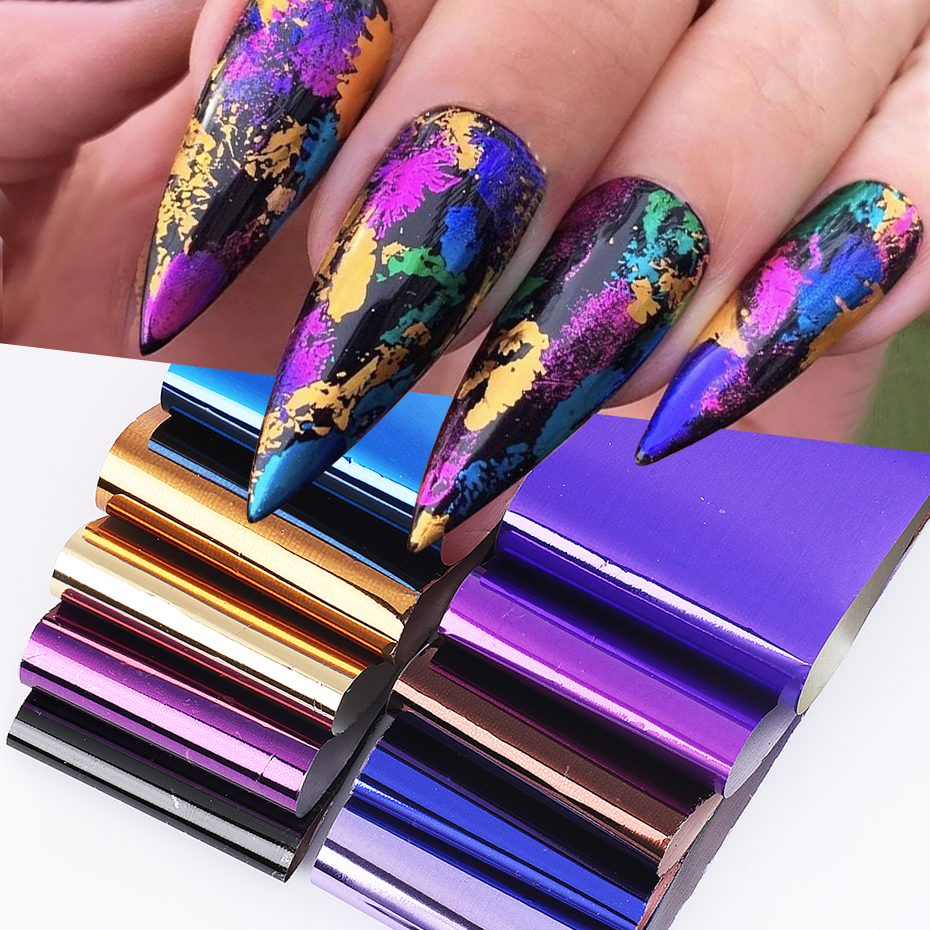 10pcs Metallic Nail Transfer F - Gold Foil Flakes review and price