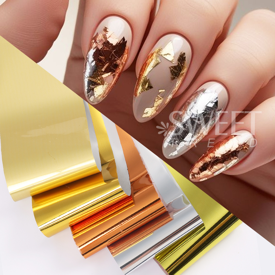 10pcs Metallic Nail Transfer F - Gold Foil Flakes review and price