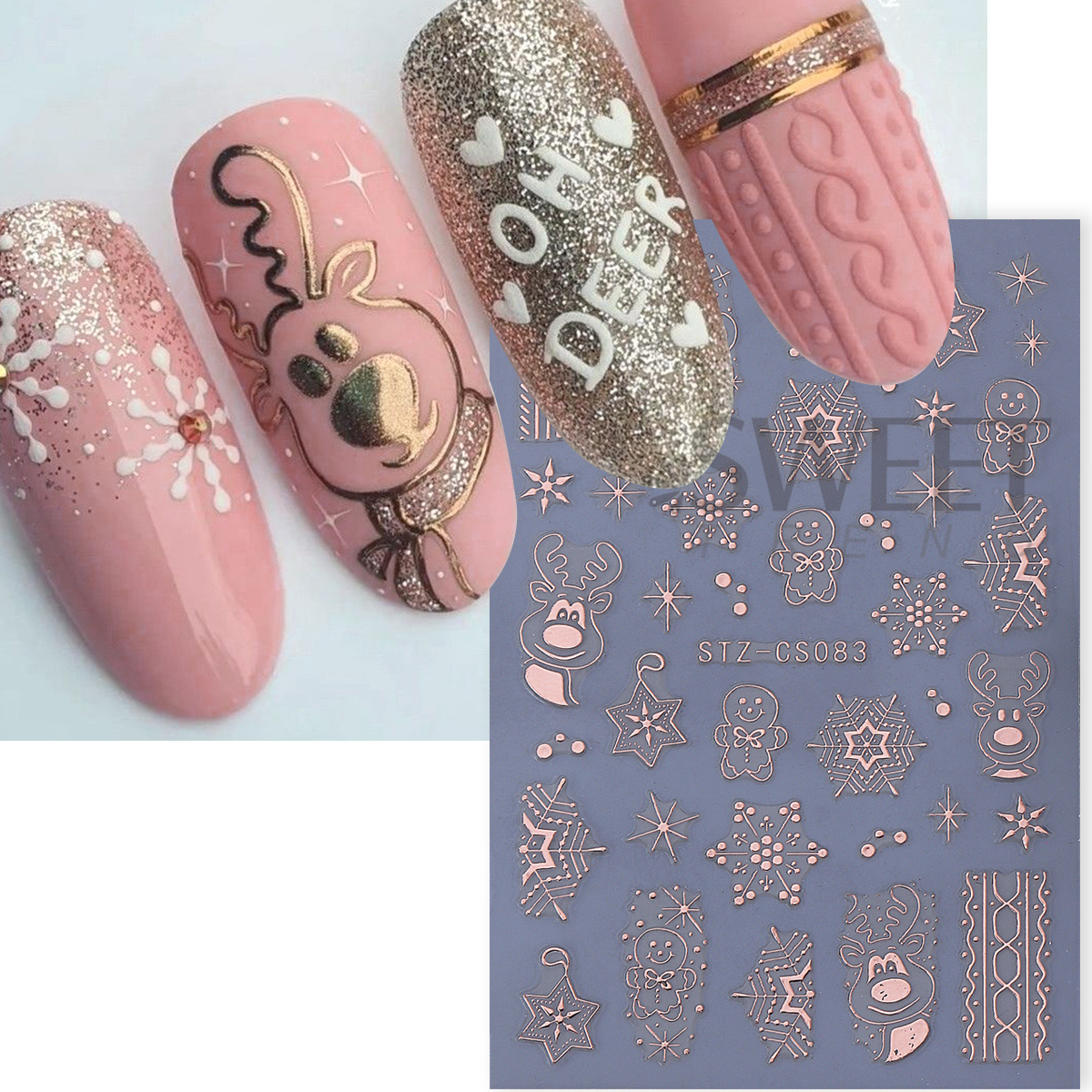 4pcs Winter Cartoon Christmas  - Gold Foil Flakes review and price