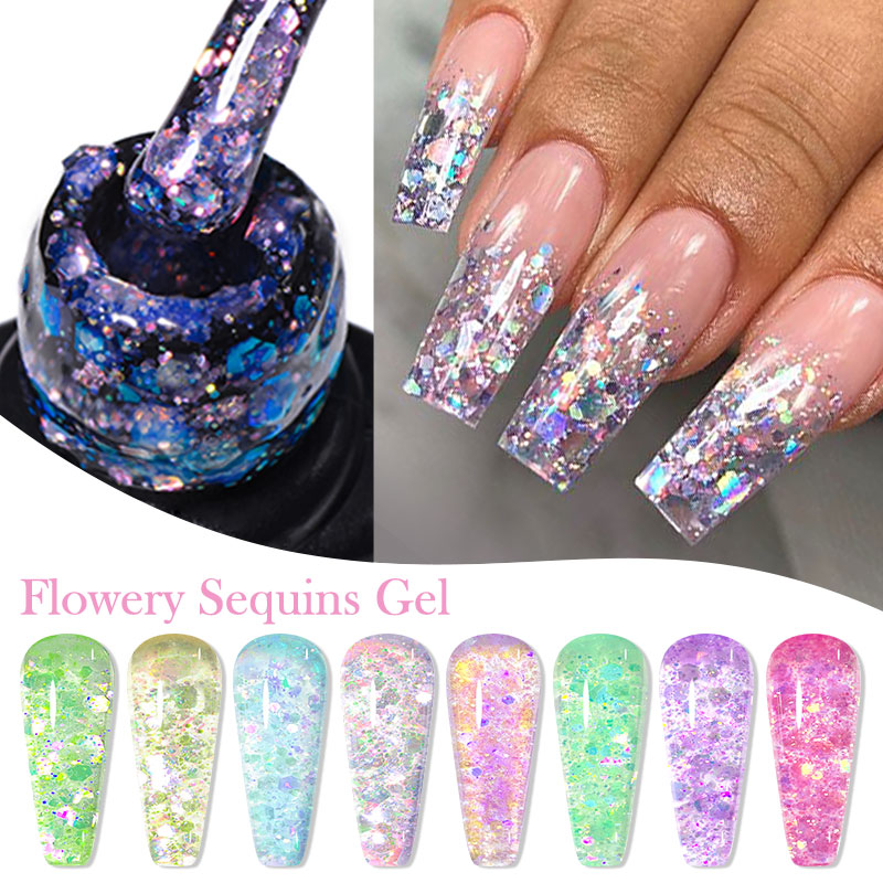 4/8pcs Flowery Sequins Gel Nai - Resin Glitter Pack review and price