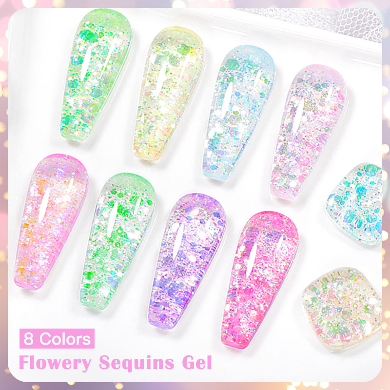 4/8pcs Flowery Sequins Gel Nai - Resin Glitter Pack review and price