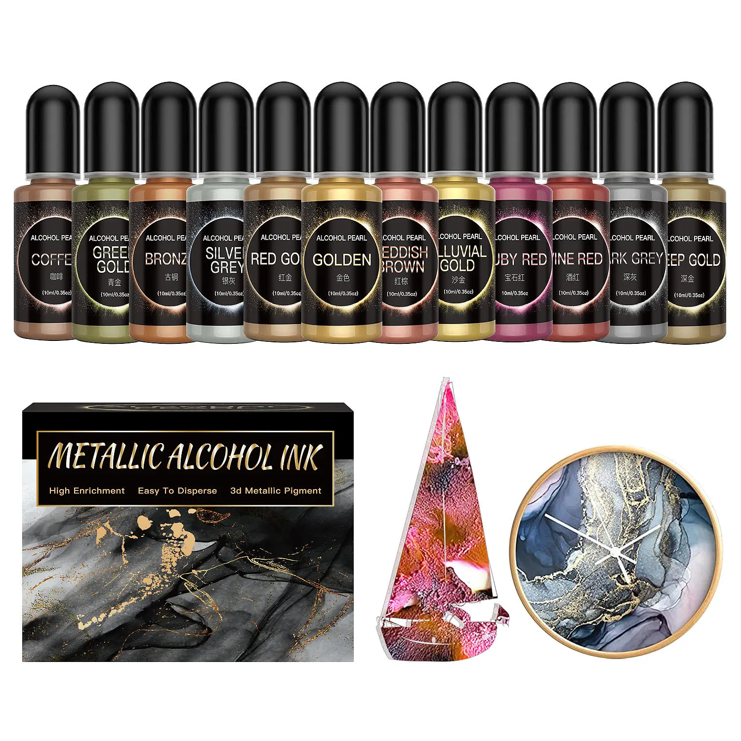12PCS Metal Resin Pigment 10ml - Resin Dye Alcohol review and price