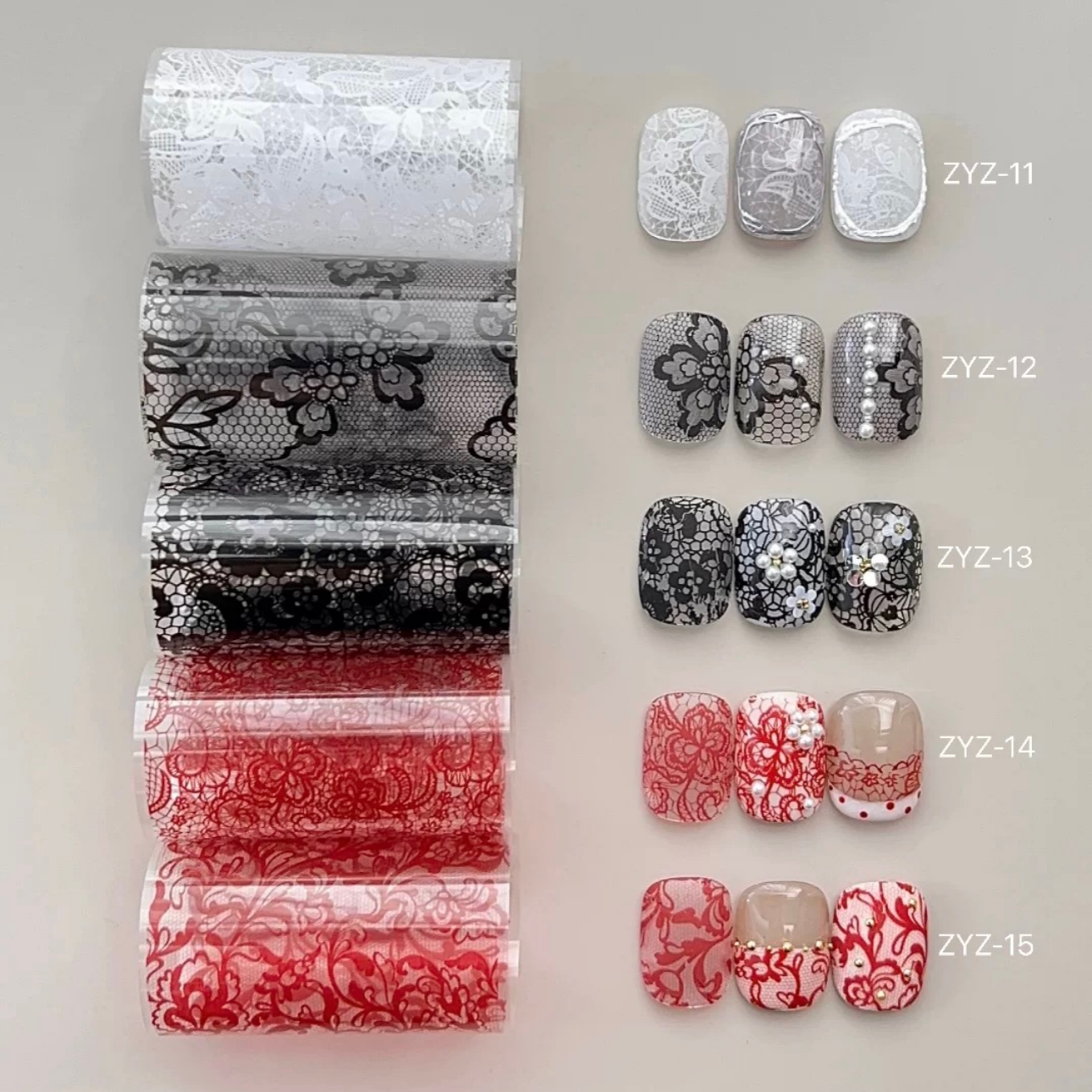10 Rolls Red Lace Nail Foils f - Gold Foil Flakes review and price
